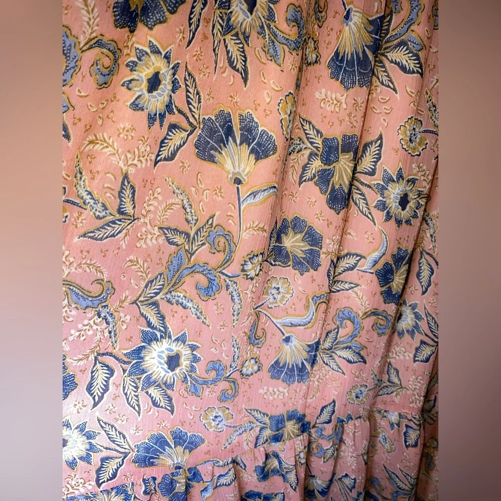 Patrons of Peace Floral Smocked Maxi Dress in pink Size Small Boho‎ Tiered